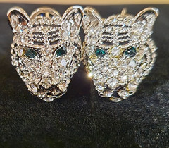 JTV Off Park Collection Crystal Tiger Pendant Necklace & Stud Earrings Set
