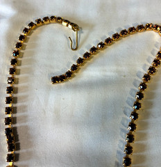 Juliana D&E Book Piece Ref No 452 Rhinestone Necklace w/ Red Fluss Stones 16”
