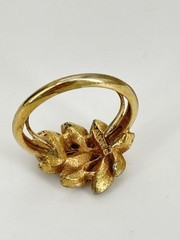 Vintage 1974 Avon Uranium Glass Green Leaf Ring Size 7 Adjustable