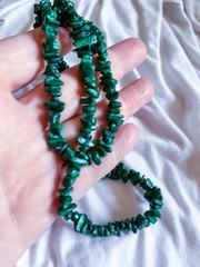 Long Strand Necklace Malachite Stone Beads 18 In Long 36 In Around- No Clasp