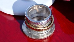 925 multi-tone sterling silver ring 12.1mm wide spinner band sz 5 vintage 11.60g