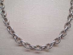 Pure .999 SILVER Vintage Bird USA Braided Oval Rolo Link Chain Necklace 18”