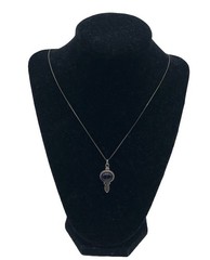 Sterling Silver Large Oval Purple Amethyst Vintage Pendant Necklace 26”