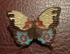 Lot Of 6 Vintage Metal With Enamel Butterfly Brooches In Various Colors