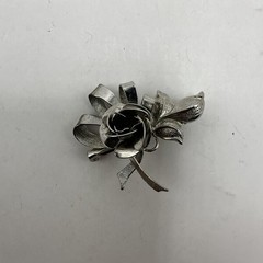 Sterling Silver JJJ Rose Flower Ribbon Brooch Pin Pendant (3.12g)