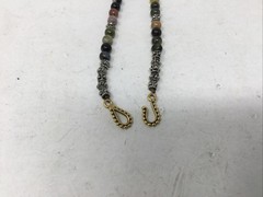 Boho Art Nouveau Goddess Butterfly Bronze Tone Beaded Necklace Jasper Hematite