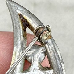 Vintage Rhinestone Brooch Silver Tone Crescent Moon