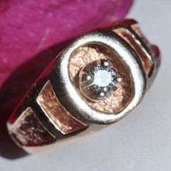 14k yellow gold ring 0.17ct diamond solitaire sz 6.5 vintage handmade 7.6g N2539