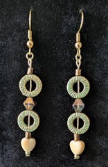 Drop Earrings: Metal, Glass, Stone Mix On Nickel Free Gold Tone Brass Hooks
