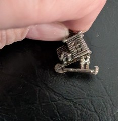 Vintage 3D Church Bride Groom Inside Charm it opens Wedding Sterling Mechanical