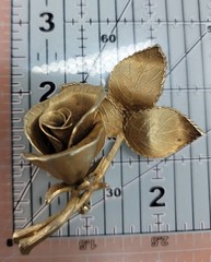 Vintage Coro Rose Brooch Gold Tone Floral Pin Mid Century Signed Gold Plated