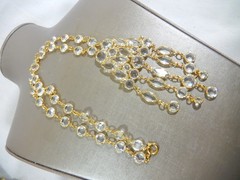 VTG HOBE STYLE HIGN END CLEAR OPEN SET RHINESTONE WATERFALL 22″ BIB NECKLACE