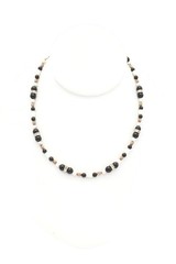 Vintage Sterling Silver 925 Black Onyx Cubic Zirconia White Stone Necklace 17″