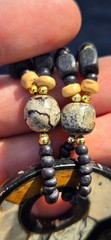 Horn Bone Shell Mother of Pearl Jet Abalone African Tribal Style 24″ L Necklace
