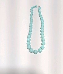Vintage Blue Round Faceted Acrylic Bead Necklace 17″. Retro Style.
