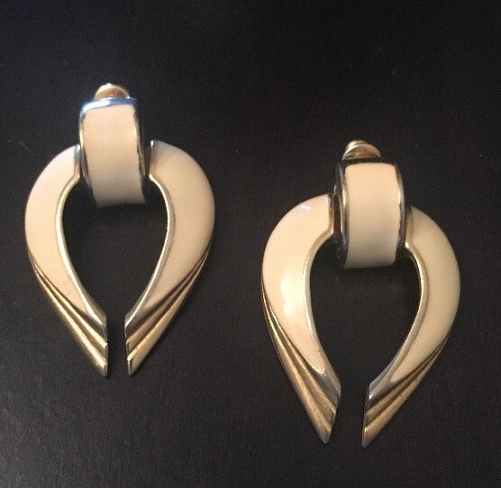 Best DoorKnocker Earrings With Creamy Beige And Gold Tone