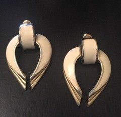 Best DoorKnocker Earrings With Creamy Beige And Gold Tone