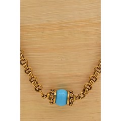 Accessocraft NYC Vintage Station Chain Necklace Turquoise Beaded Signed BinBE