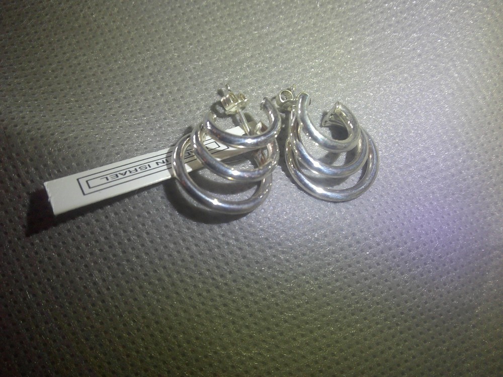 Vintage Avon Sterling silver triple hoop pierced earrings