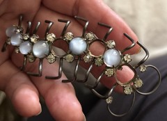 Vintage Sterling Moon Glow Stones Prong Set Rhinestone Centipede Brooch Repair