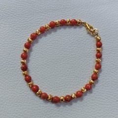 VintageNatural Coral Round Beads Bracelet Italy Coral Handmade Gemstone Bracelet