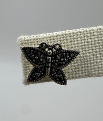 Vintage Marcasite Butterfly Small Stud Earrings Silver Tone Pierced Unbranded