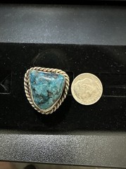 Vintage ring size 7.5 turquoise sterling silver rope lasso 9.6 Grams