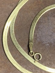 VTG Danecraft Gold Plated 925 Sterling Silver Thick Herringbone Chain 17.75”