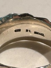 Vintage Sterling Silver 925 RL Israel Wide Hammered Rose Floral Band Ring Size 8