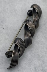 Vintage Theodor Klotz Teka Modernist 835 Silver Pin Brooch GERMANY~Twisted Rope
