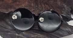 Authentic 1980’s Enameled Abstract Multi Color Large Round Pierced Earrings