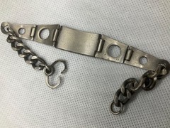Vtg Curb Chain ID Bracelet MCM MADMEN Sterling Engraved “Tom” 8-1/2″ Patina 39+g