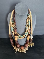 12 Item Lot Wood Bead Animal Print Boho Tribal Ethnic Jewelry Mixed Material