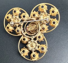 VTG Signed Vogue Bijoux Pin 2 1/4” Brooch Rhinestones Rare Floral Find