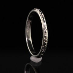 Antique Art Deco Belais 18K White Gold Engraved Wedding Band – Size 6