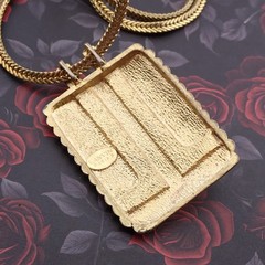 VTG Lanvin Paris 1970’s Modern Double L Logo Gold Silver Tone Pendant Necklace