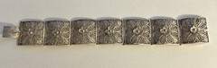 Antique Victorian 7 Panel Bracelet 800 Silver 1.4 Oz Floral Filigree Box Clasp
