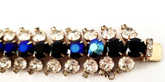 VTG Hobé Elegant Bracelet w/Clear, Blue & Black Jewels in Gold-plated Setting