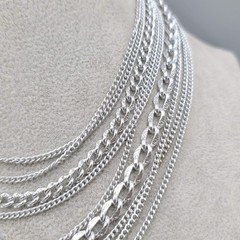 Vintage West Germany Necklace Bright Silver tone Multiple Chains 18″ adj