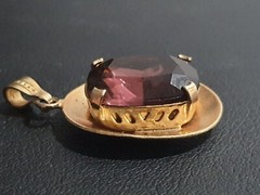 Beautiful Vintage Pendant dark Violet stone made in the USSR 1960s