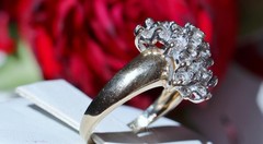 14k yellow gold ring 1.00ct natural diamond cocktail sz 5 vintage handmade 4gr