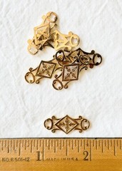 Jewelry Stamping – French raw brass connector w/14K gold plate – 12 pcs.