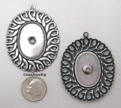 #1809 ANTIQUED STERLING S/P CELTIC 25X18 PENDANT/BEZEL W/HANG RING – 2 Pc Lot