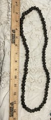 Rare One Of A Kind Vintage Handmade Matte Black Clay Beads Necklace 29 In. Long
