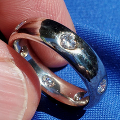 Original EARTH MINED DIAMOND 14K GOLD Deco Band Eternity Anniversary Ring S 10.5