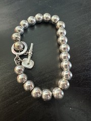 Vintage Lauren Ralph Lauren Signed SilverTone Ball Bead 6.5” Bracelet