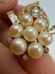 Vintage Brooch Marvella Clip Earrings Set Matching Encrusted Simulated Pearl