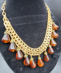 Gorgeous Double Layered Statement Necklace with Acrylic Charm Beads