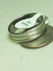 Vintage Stainless Steel Mens Ring Art Deco Line Color In Photo Size 12.5 B35