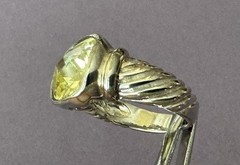 Old Vintage Unbranded 925 Sterling Silver Sparkling CZ or Art Glass Size 6 Ring